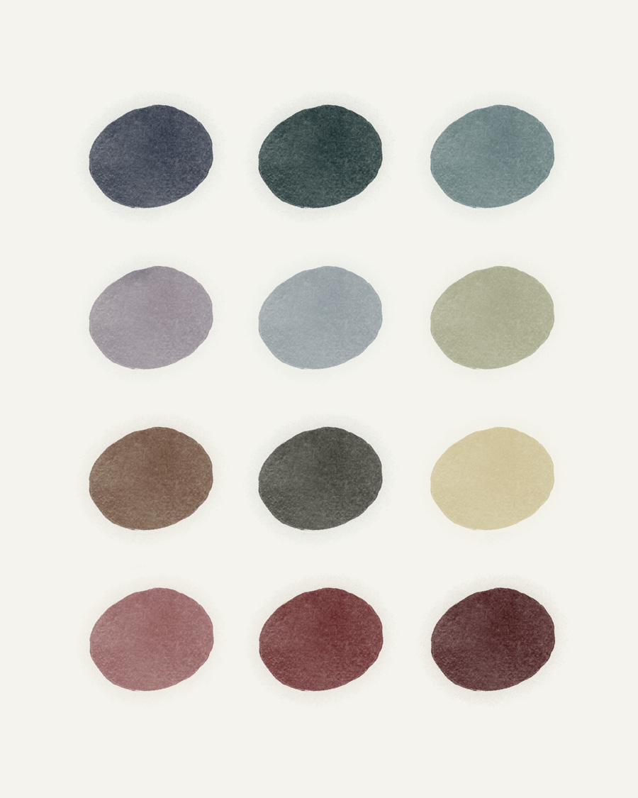 Colour palette with natural shades. 